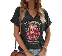 Women's Vintage Rock Band T-Shirt/Free Bird Eagle Graphic Tees/Country Concert Music Short Sleeve Shirts Tops, Dark Grey-5, XL