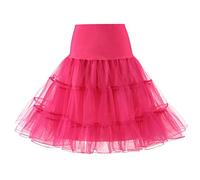 Women's Vintage Rockabilly Petticoat Skirt Tutu 1950s Underskirt Rose Red XXL