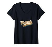 Women's Vintage Rowan Personalized Name Rowan V-Neck T-Shirt