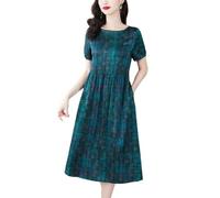 Women's Vintage Satin Midi Dress Casual Floral Office Party Dress