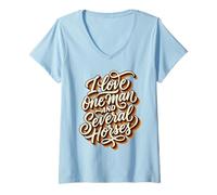 Women's Vintage Script I Love One Man and Several Horses Rider V-Neck T-Shirt