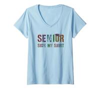 Womens Vintage Senior Class of 2026 Graduates Sign My Shirt 12 V-Neck T-Shirt