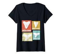 Womens Vintage Shark Teeth Identification Guide Sharks Tooth Retro V-Neck T-Shirt