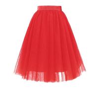 Women's Vintage Short Skirt - Elegant Pleated Skirt with Flounced Ruffle Midi Length A-Line for Parties and Various Occasions with a Comfortable Belt Skirt Party