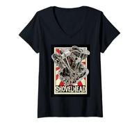 Womens Vintage Shovelhead Motorcycle Engine Cutaway Diagram Retro V-Neck T-Shirt