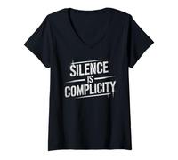 Womens Vintage Silence is Complicity Election Organize Team V-Neck T-Shirt
