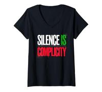 Womens Vintage SILENCE IS COMPLICITY Protest Democracy Change Squad V-Neck T-Shirt