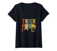 Womens Vintage Skyline Germany-Trier V-Neck T-Shirt