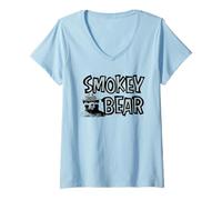 Womens Vintage Smokey Bear Wildfire Prevention Retro Illustration V-Neck T-Shirt