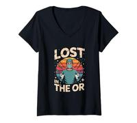 Womens Vintage Space Surgeons Design for Healthcare Lovers V-Neck T-Shirt