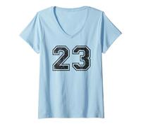Womens Vintage Sport Number 23 Twenty-Three V-Neck T-Shirt