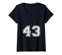Womens Vintage Sports Numbers 43 Forty-Three V-Neck T-Shirt