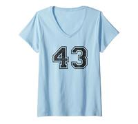 Womens Vintage Sports Numbers 43 Forty-Three V-Neck T-Shirt