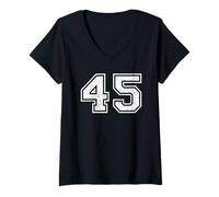 Womens Vintage Sports Numbers 45 Forty-Five V-Neck T-Shirt