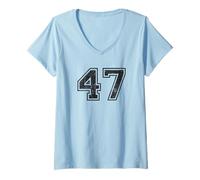 Womens Vintage Sports Numbers 47 Forty-Seven V-Neck T-Shirt