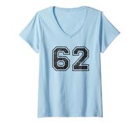 Womens Vintage Sports Numbers 62 Sixty-Two V-Neck T-Shirt