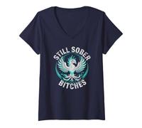 Womens Vintage Still Sober Bitches AA Recovery Matters AF Women NA V-Neck T-Shirt