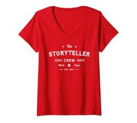 Womens Vintage Storyteller Content Creator I Teach Photographer Mom V-Neck T-Shirt