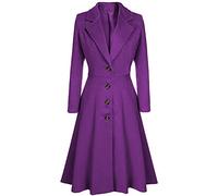 Women's Vintage Style Swing Coat with Flared Hem - Wool Blend Single Breasted Jacket for Winter Wear, Elegant Outerwear with Lapel Collar for Various Occasions