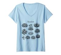 Women's Vintage Succulent Field Guide Botanical Plant Lover V-Neck T-Shirt