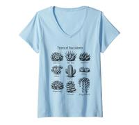 Women's Vintage Succulent Field Guide Botanical Plant Lover V-Neck T-Shirt