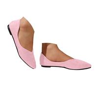 Women's Vintage Suede Loafers Pointed Toe Solid Color Lightweight Breathable Soft Insole All-Day Comfortable Casual Shoes Elegant Office Work Vacation Picnic Outdoor Daily Walk Footwear Pink