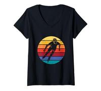 Women's Vintage Sunset Inline Skater Rollerblade Speed Skating V-Neck T-Shirt