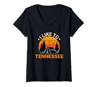 Womens Vintage Sunset Tennessee, Hiking Camping, Outdoors Tennessee V-Neck T-Shirt