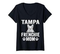 Womens Vintage Tampa Frenchie Mom French Bulldog Mama Dog Lover V-Neck T-Shirt