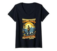 Womens Vintage Tennessee, Adventure Awaits. Tennessee Outdoors V-Neck T-Shirt
