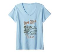Womens Vintage Texas Retro Armadillo Western Graphic V-Neck T-Shirt