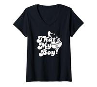 Women's Vintage That's My Boy #11 Baseball Mom Baseball Dad Fan V-Neck T-Shirt