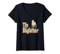 Womens Vintage The Dogfather Australian Butbull Dog Owner V-Neck T-Shirt