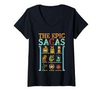 Womens Vintage The Epic Saga Ithaca Odysseus Musical Wisdom Thunder V-Neck T-Shirt