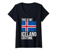 Womens Vintage This Is My Iceland Flag Costume for Halloween V-Neck T-Shirt