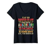 Womens Vintage to My Dear Daughter in Law Amazing Son Circus V-Neck T-Shirt