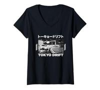Womens Vintage Tokyo Street Race Car Cool Japanese Retro Style V-Neck T-Shirt