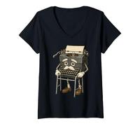 Women's Vintage Typewriter Elder Character Classic Writing Machine H V-Neck T-Shirt