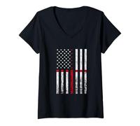 Womens Vintage USA America English Flag St George's Cross England V-Neck T-Shirt