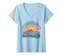 Womens Vintage Waymaker Promise Keeper Miracle Worker Christian V-Neck T-Shirt