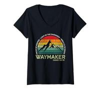 Womens Vintage Waymaker Promise Keeper Miracle Worker Christian V-Neck T-Shirt