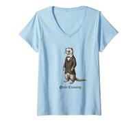 Women's Vintage Weasel Quite Cunning | Retro Victorian Steampink V-Neck T-Shirt