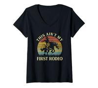 Womens Vintage Western Life Country This Ain't My First Rodeo V-Neck T-Shirt