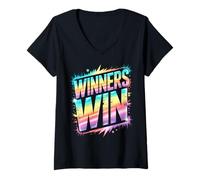 Women's Vintage Winners Win All We Do Win Tournament Field Day V-Neck T-Shirt