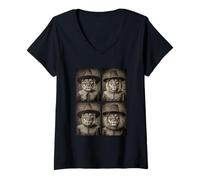 Womens Vintage Witch Lions Funny Halloween Gothic Animals Witches V-Neck T-Shirt