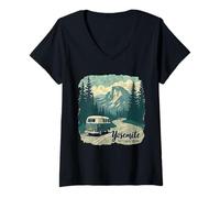 Womens Vintage Yosemite National Park Retro Mountain Wildlife Trip V-Neck T-Shirt