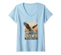 Womens Vintage Yosemite National Park Retro Mountain Wildlife Trip V-Neck T-Shirt