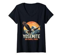 Womens Vintage Yosemite National Park Retro Mountain Wildlife Trip V-Neck T-Shirt