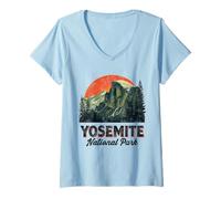 Womens Vintage Yosemite National Park Retro Mountain Wildlife Trip V-Neck T-Shirt