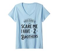 Womens Vintage You Can't Scare Me I Have Two Brothers Funny Family V-Neck T-Shirt